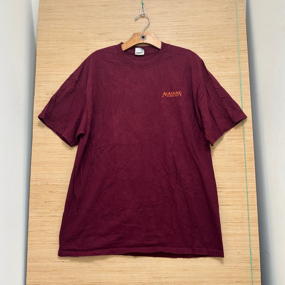 Hanes Beefy-T Alaskan Summer Ale Orca Graphic T-Shirt Maroon XL